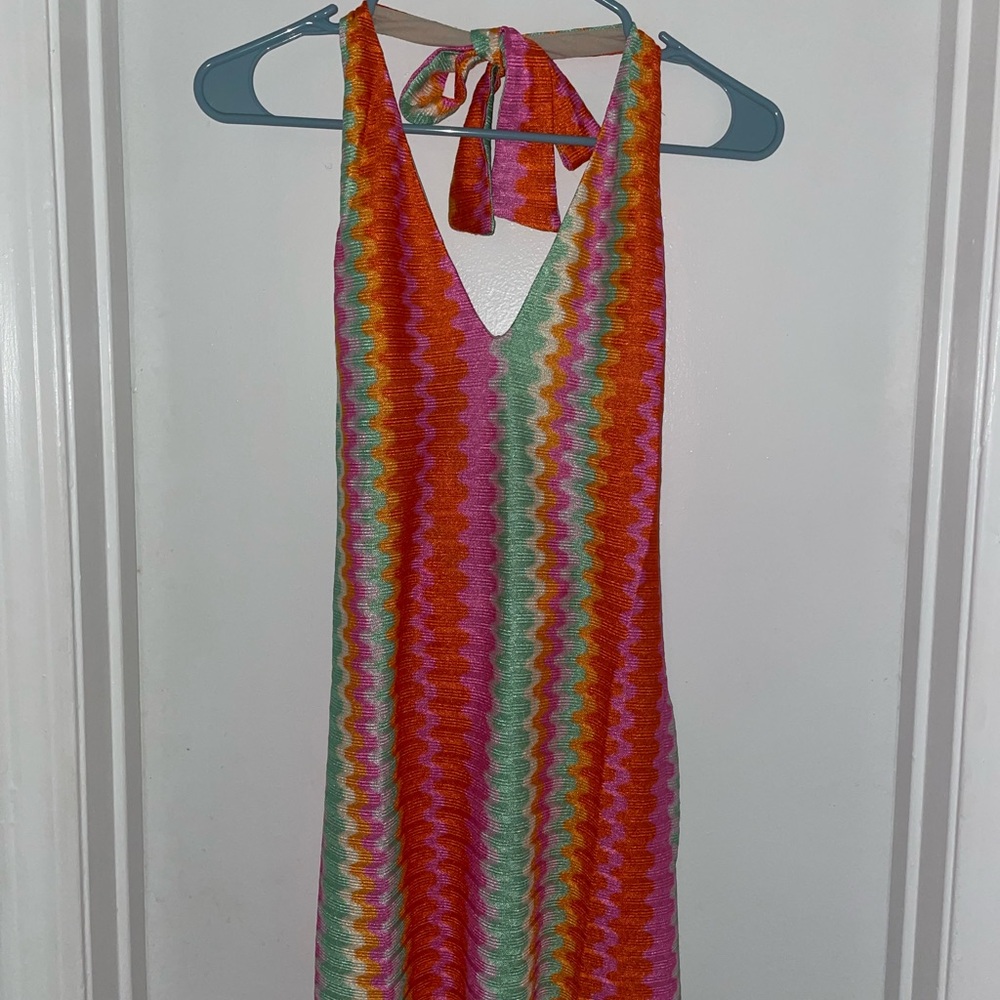Show Me Your MuMu Multicolor Zigzag Halter Dress